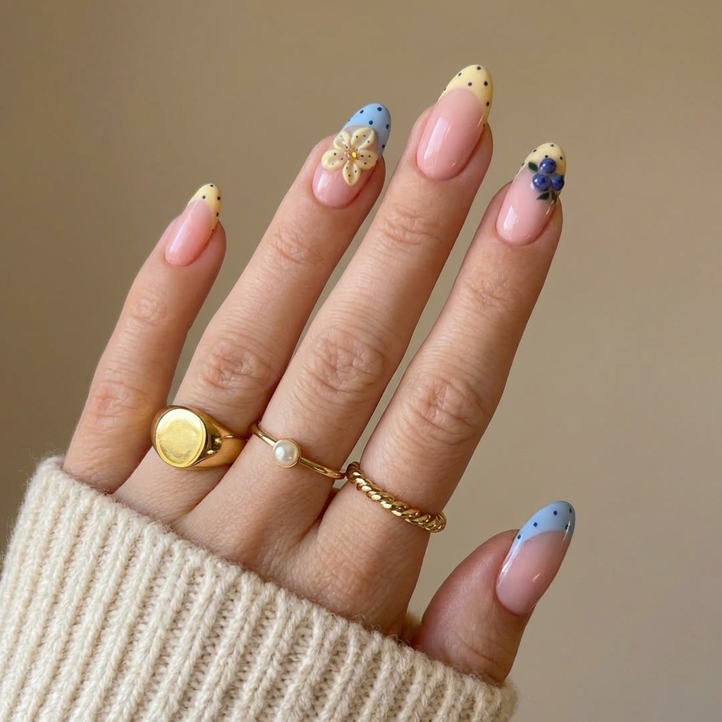 Blue & Yellow Polka Daisy