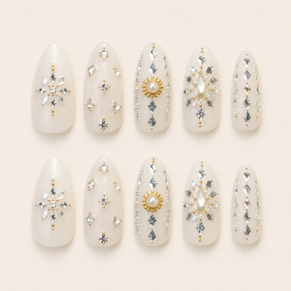 Crystal Pearl Wedding Nails